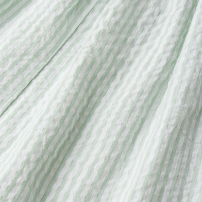 Organic Cotton Seersucker Cross Back Dress - Basil Stripes