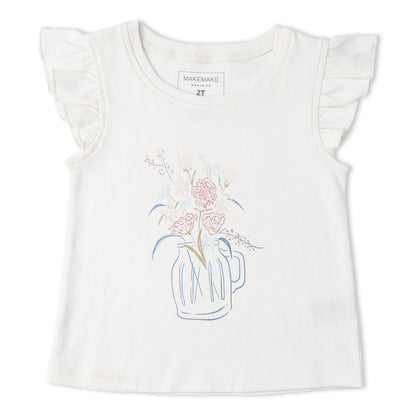 Organic Cotton Sleeveless Flutter Top & Shorts Set - Spring Floral