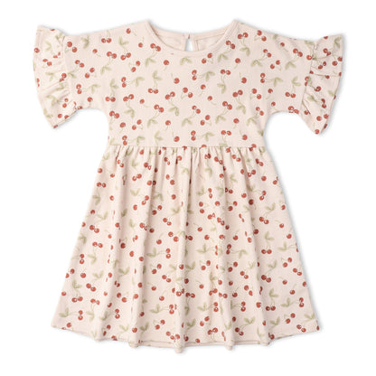 Organic Cotton Dolman Sleeve Dress - Cherry