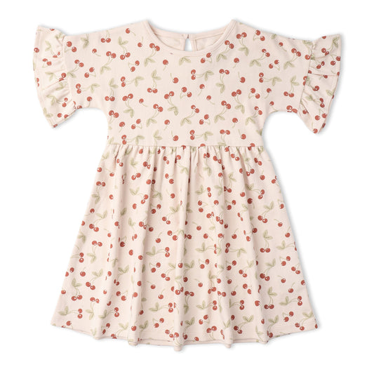 Organic Cotton Dolman Sleeve Dress - Cherry
