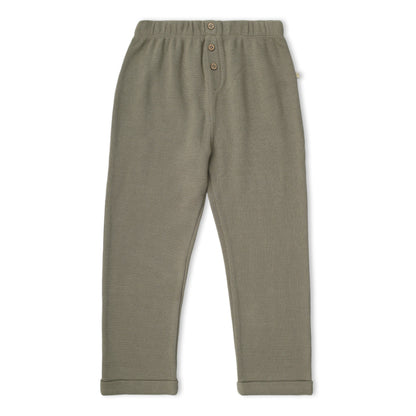 Organic Cotton Tee & Cuffed Pants Set - Olive Stripes