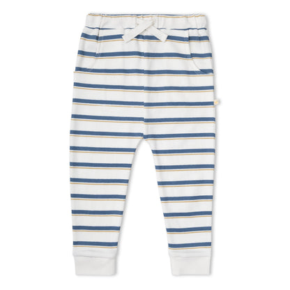 Organic Cotton Tee & Pants Set - Navy Stripe