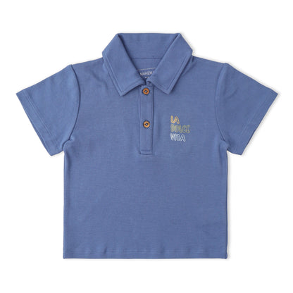 Organic Cotton Polo Shirt & Shorts Set - Slate