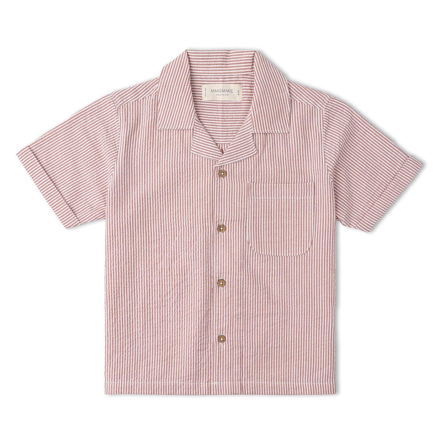 Organic Cotton Seersucker Shirt & Shorts Set - Coral Stripes