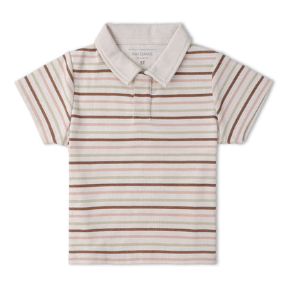 Organic Cotton Collar Tee & Shorts Set - Terra Stripes