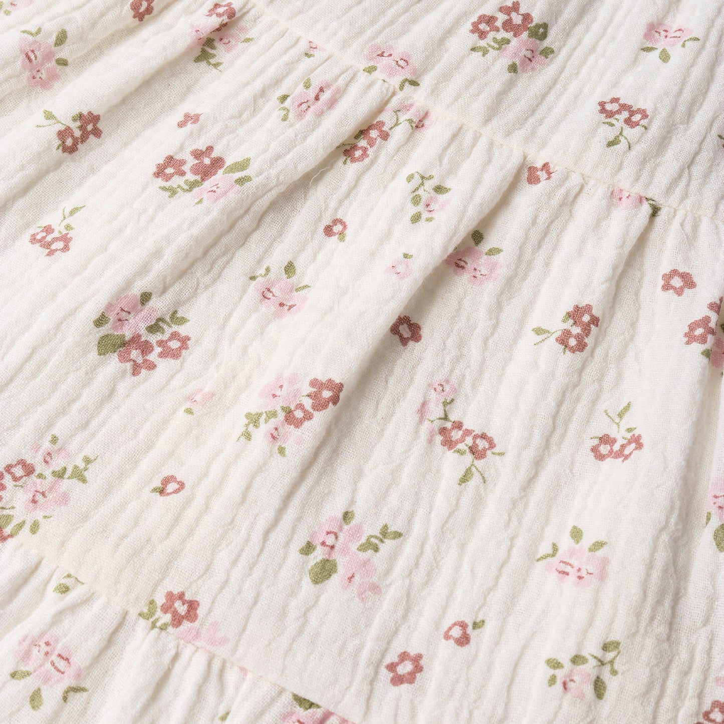 Organic Cotton Ruffle Tiered Dress - Blush Floral