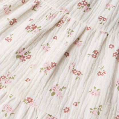 Organic Cotton Ruffle Tiered Dress - Blush Floral
