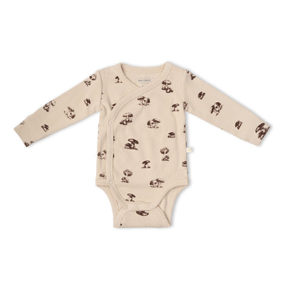 Organic Cotton Kimono Onesie & Pants Set - Mushroom