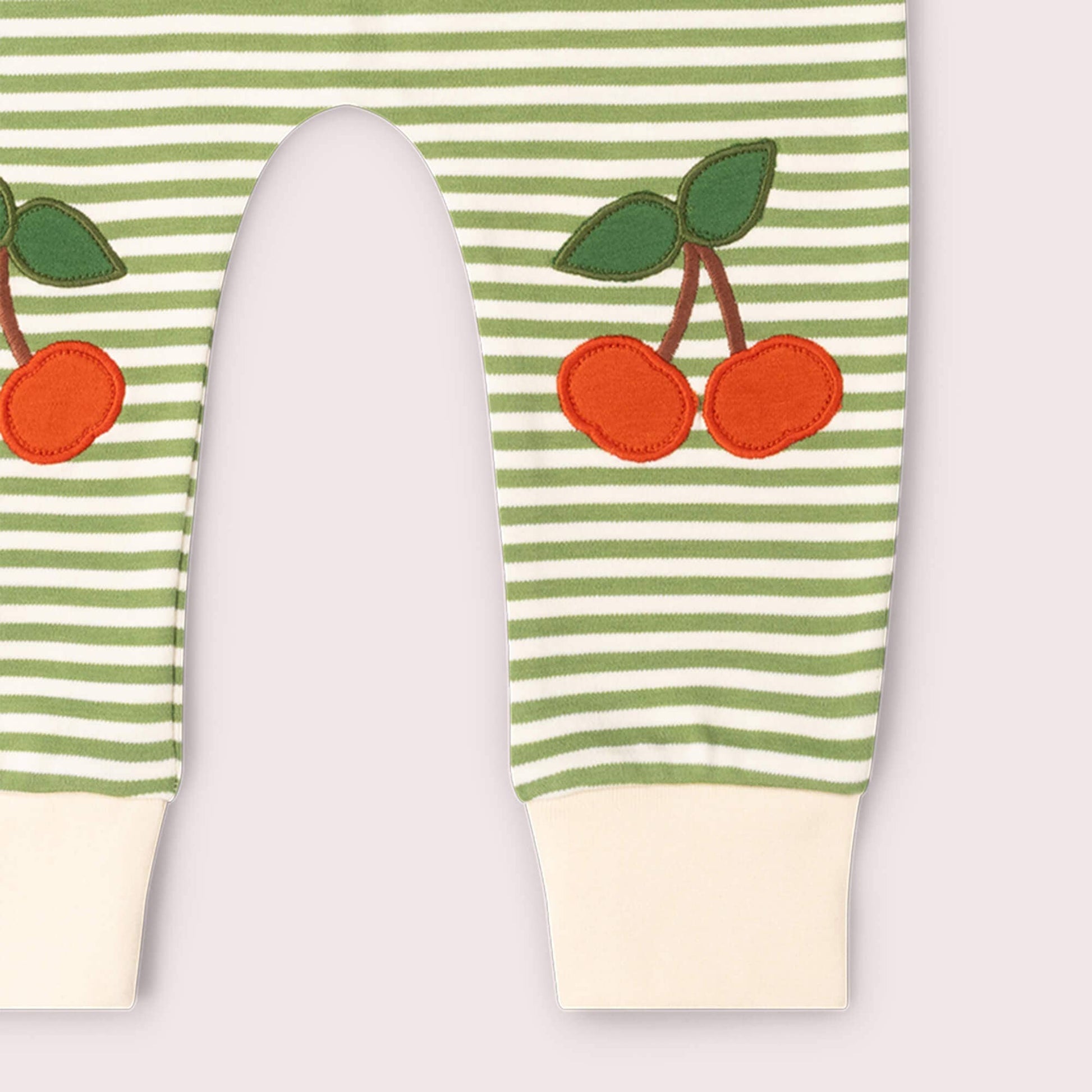 Organic Cotton Cherry Knee Patch Striped Joggers | Little Green Radicals 
