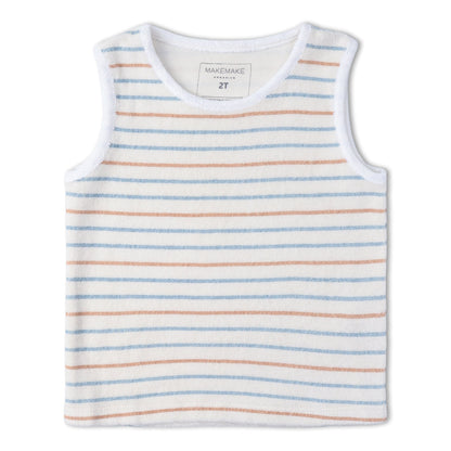 Organic Cotton Terry Sleeveless Tee & Shorts Set - Cabana Stripes