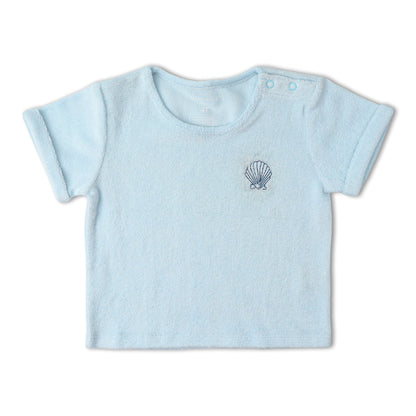 Organic Cotton Terry Tee & Shorts Set - Light Blue