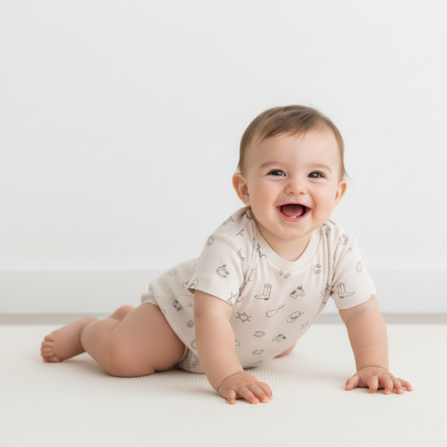 Organic Cotton Short Sleeve Bubble Romper - Rodeo