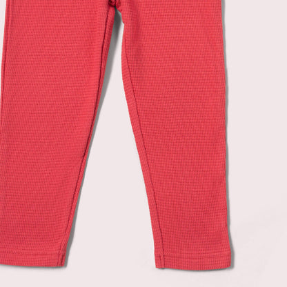 Little Green Radicals Organic Kids' Waffle Leggings- Holly Berry