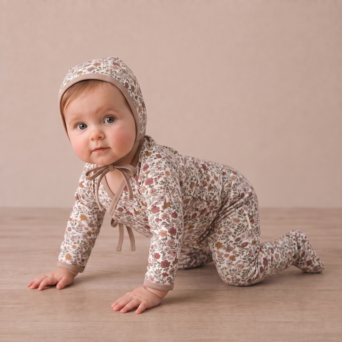 Organic Cotton Kimono Top & Footed Pants Set - Woodland Sprig
