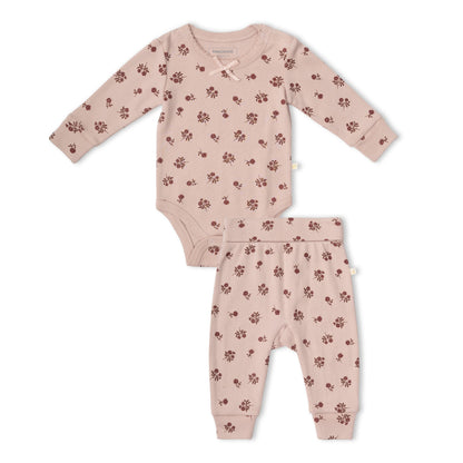 Organic Cotton Bodysuit & Pants Set - Rosebud
