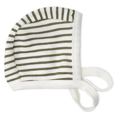 Organic Cotton Kimono Top & Footed Pants Set - Olive Stripes
