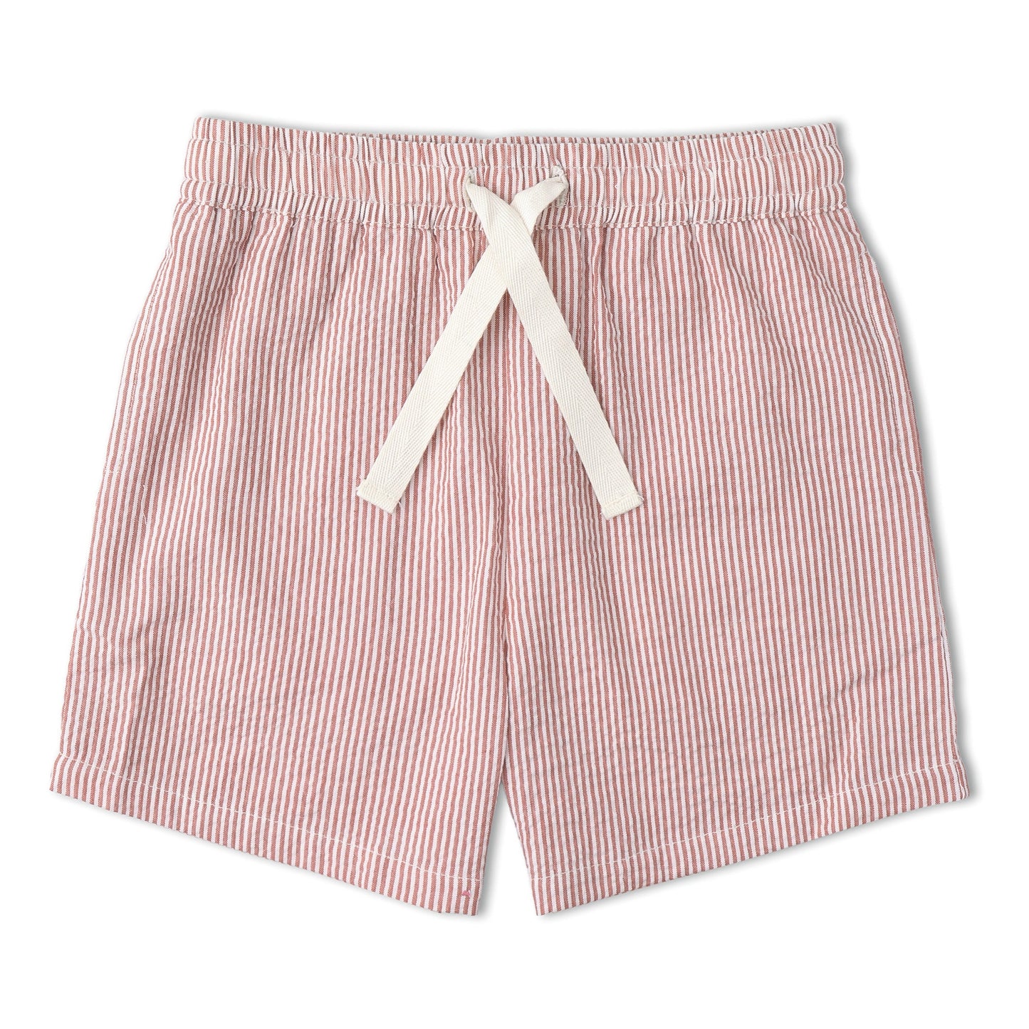 Organic Cotton Seersucker Shirt & Shorts Set - Coral Stripes