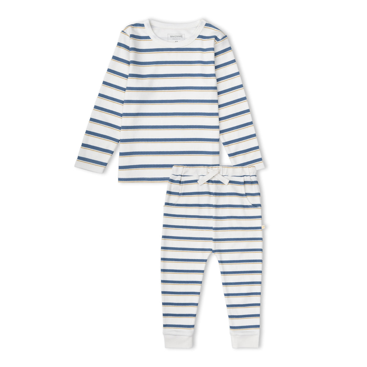 Organic Cotton Tee & Pants Set - Navy Stripe