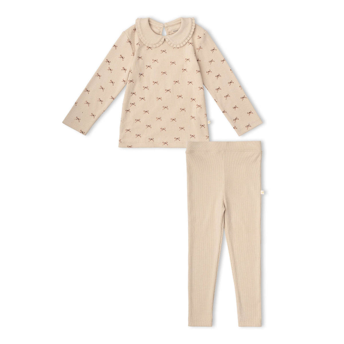 Organic Cotton Ruffle Collar Top & Legging Set - Tiny Bows