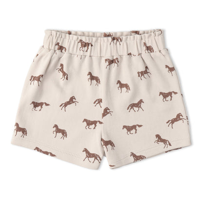 Organic Cotton Drop Shoulder Tee & Shorts Set - Horses