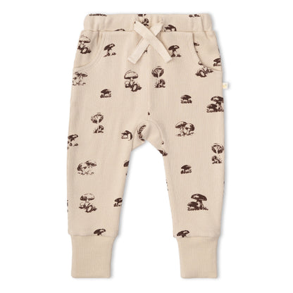 Organic Cotton Kimono Onesie & Pants Set - Mushroom