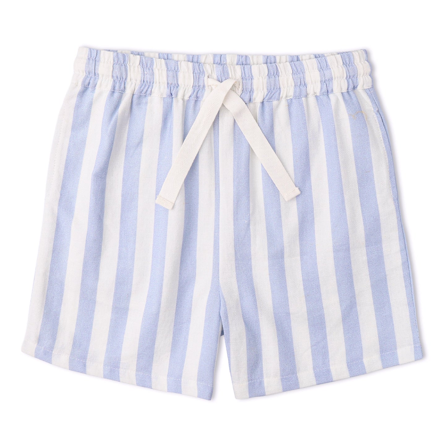 Organic Cotton Linen Shirt & Shorts Set - Blue Stripes