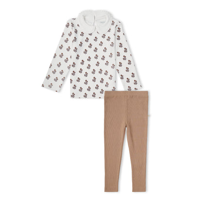 Organic Cotton Ruffle Collar Top & Legging Set - Loom