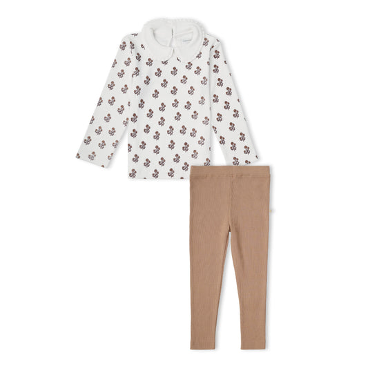 Organic Cotton Ruffle Collar Top & Legging Set - Loom