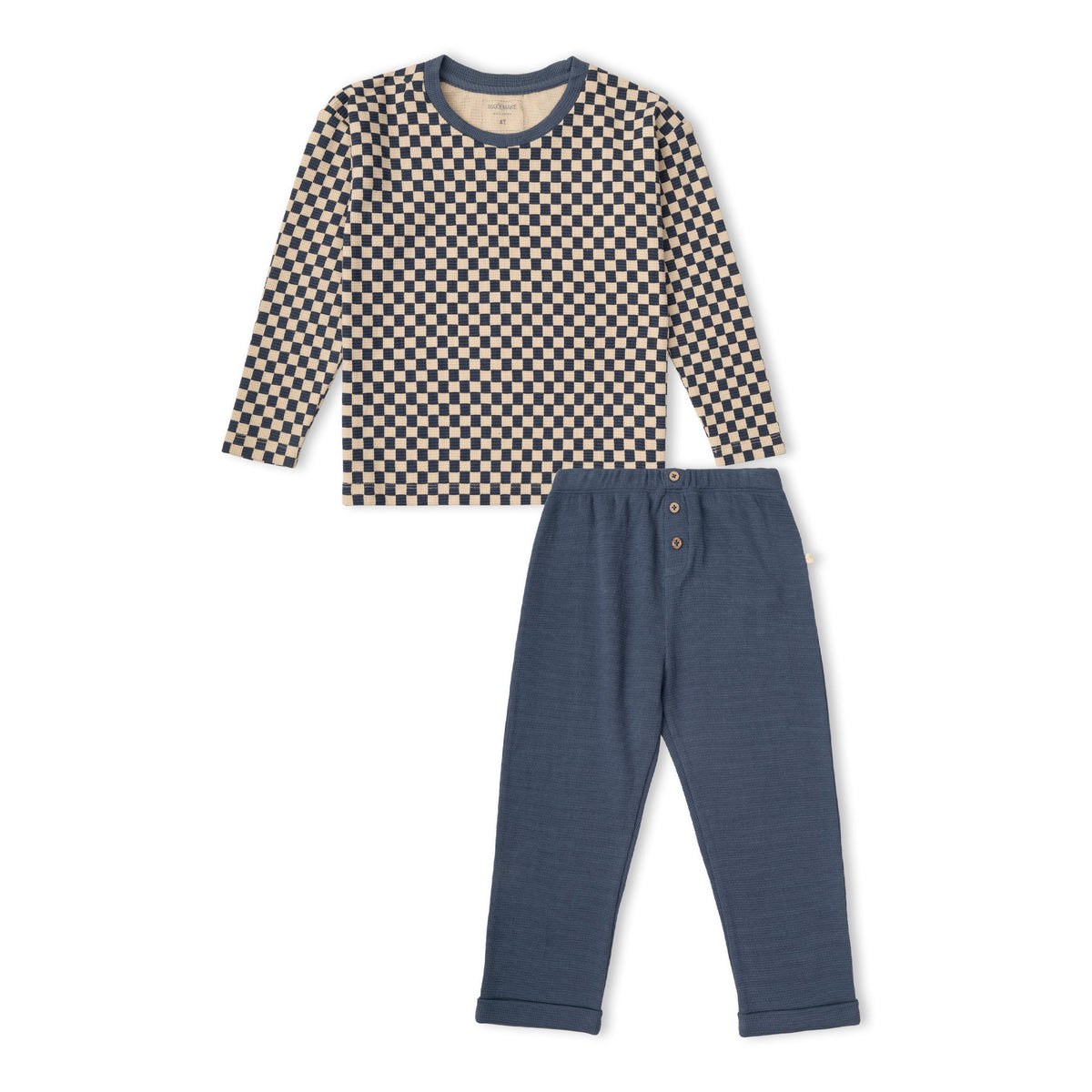 Organic Cotton Tee & Cuffed Pants Set - Midnight Check
