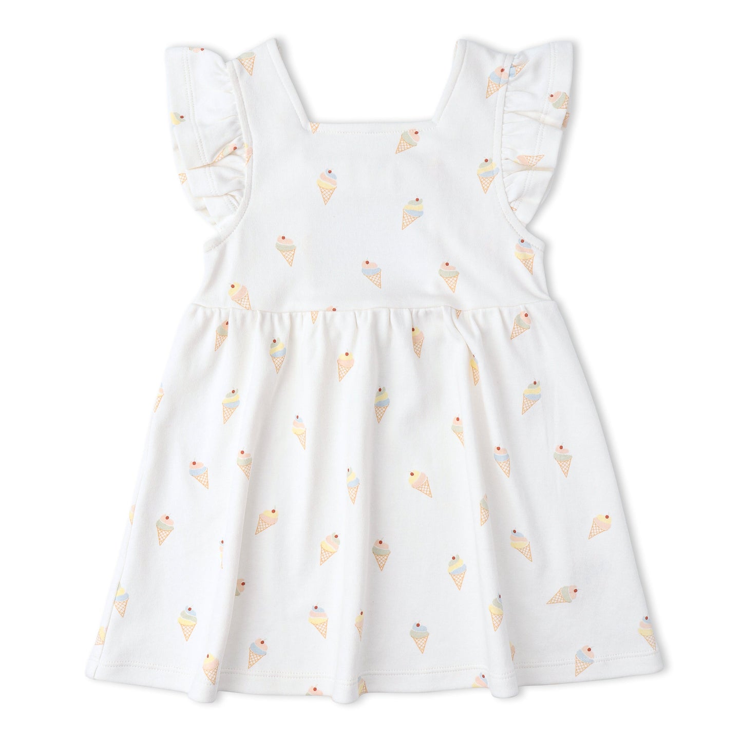 Organic Cotton Cutout Back Dress - Ice Cream