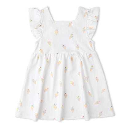 Organic Cotton Cutout Back Dress - Ice Cream
