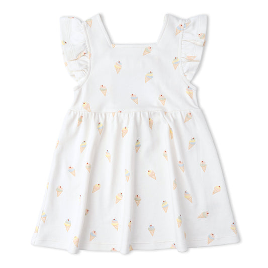 Organic Cotton Cutout Back Dress - Ice Cream