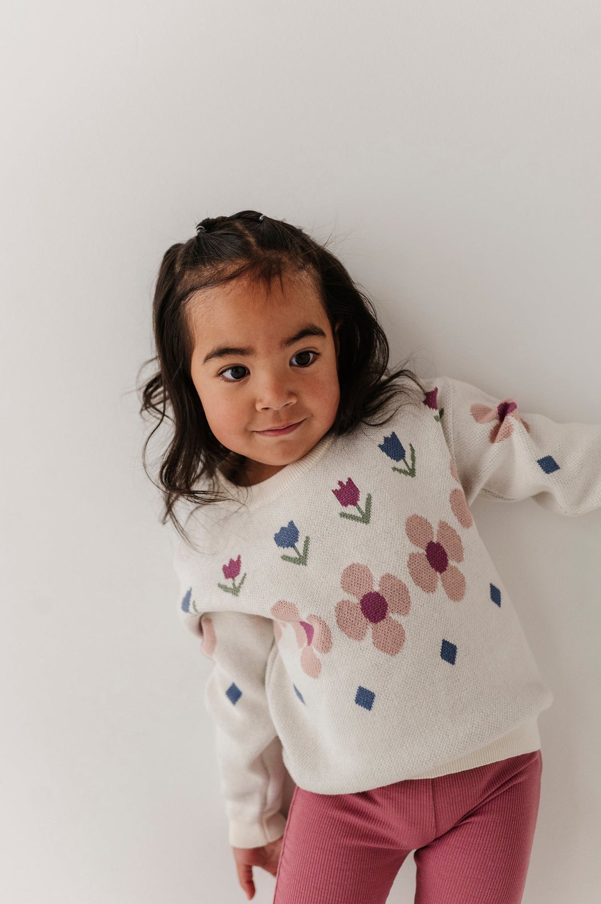 Cotton Knit Sweater - Tulip Intarsia
