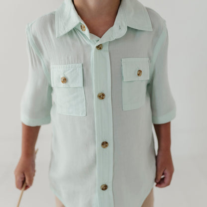 Boys Viscose Utility Shirt with Chest Pockets - Kids Button Up | babysprouts