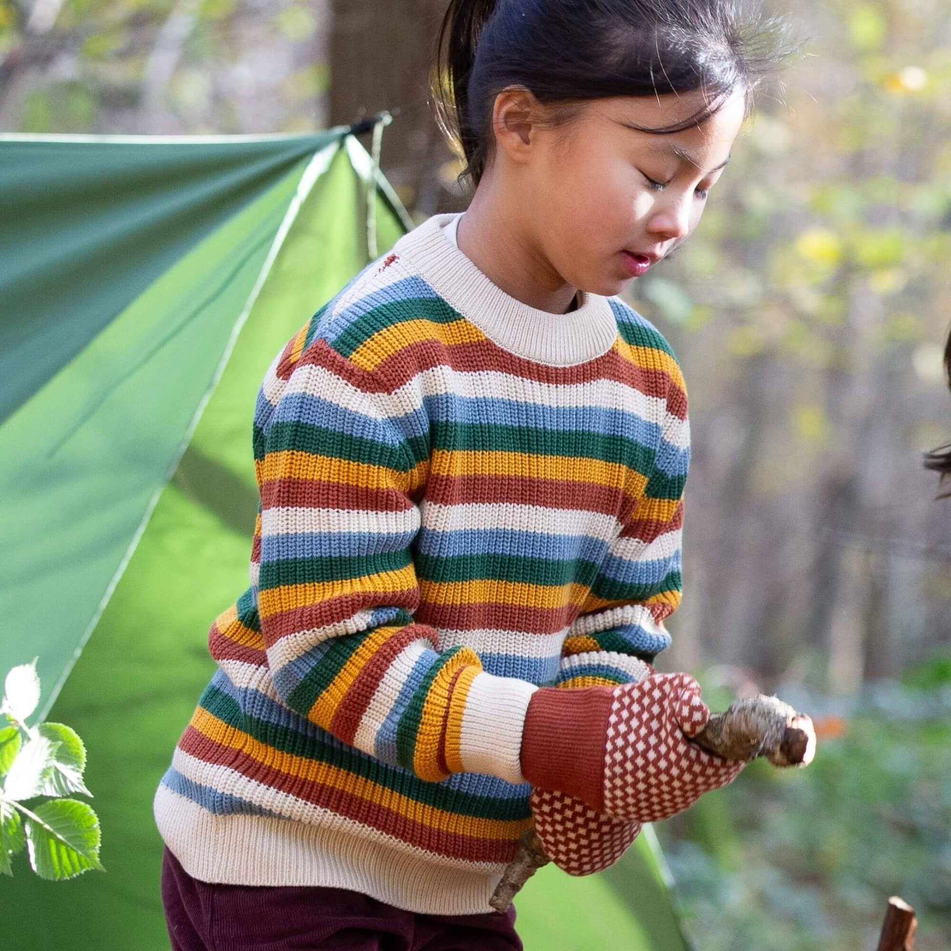 Little Green Radicals Organic Sweater- Rainbow Waffle