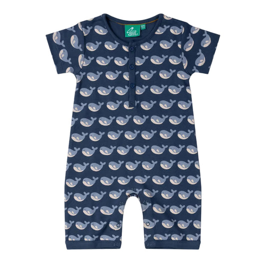 Organic Cotton Short Romper - Whales | Little Green Radicals