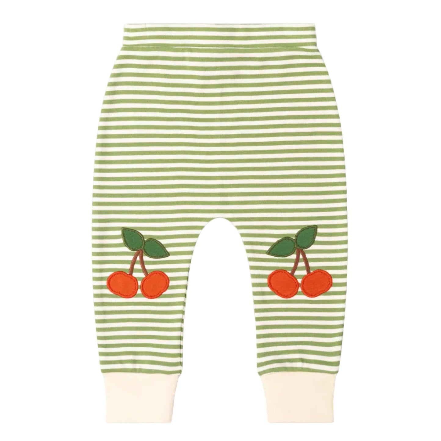 Organic Cotton Cherry Knee Patch Striped Joggers | Little Green Radicals 