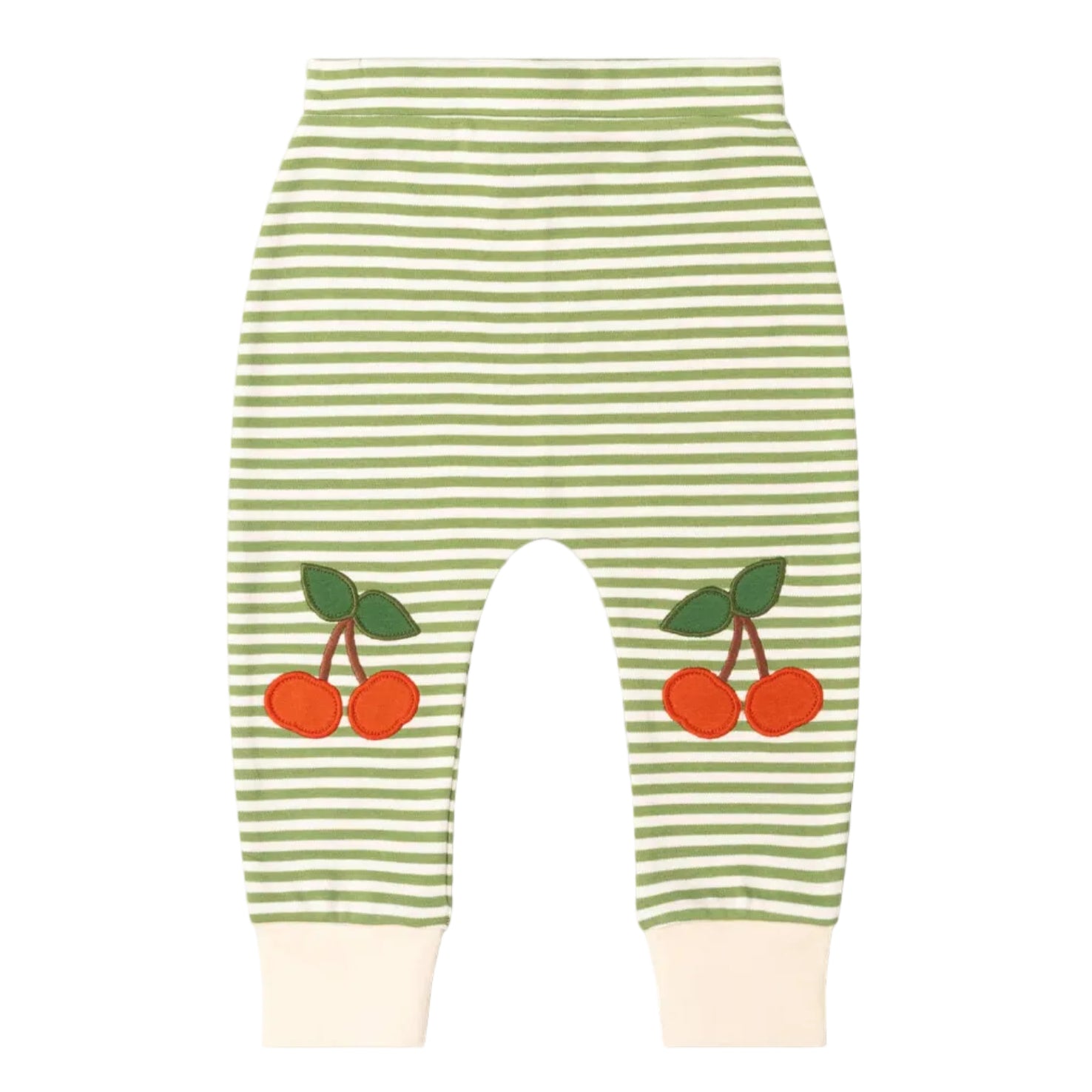 Organic Cotton Cherry Knee Patch Striped Joggers | Little Green Radicals 