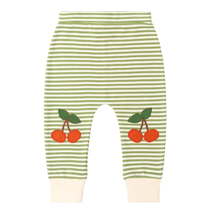 Organic Cotton Cherry Knee Patch Striped Joggers | Little Green Radicals 