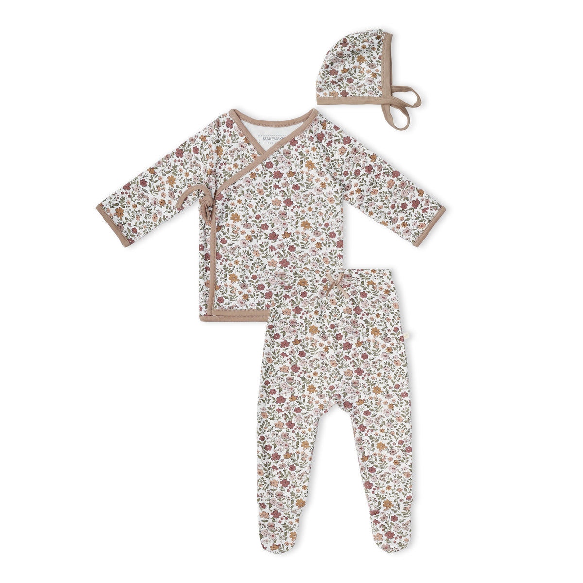 Organic Cotton Kimono Top & Footed Pants Set - Woodland Sprig
