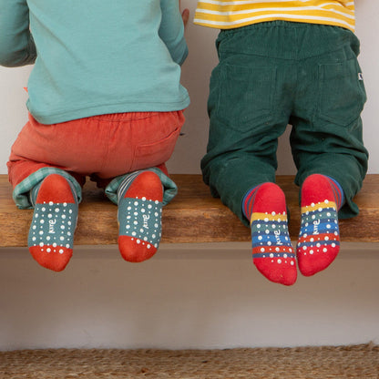 Kite Clothing Organic Boys' Grippy Socks 2-Pack- Lunar Ox & Stripe