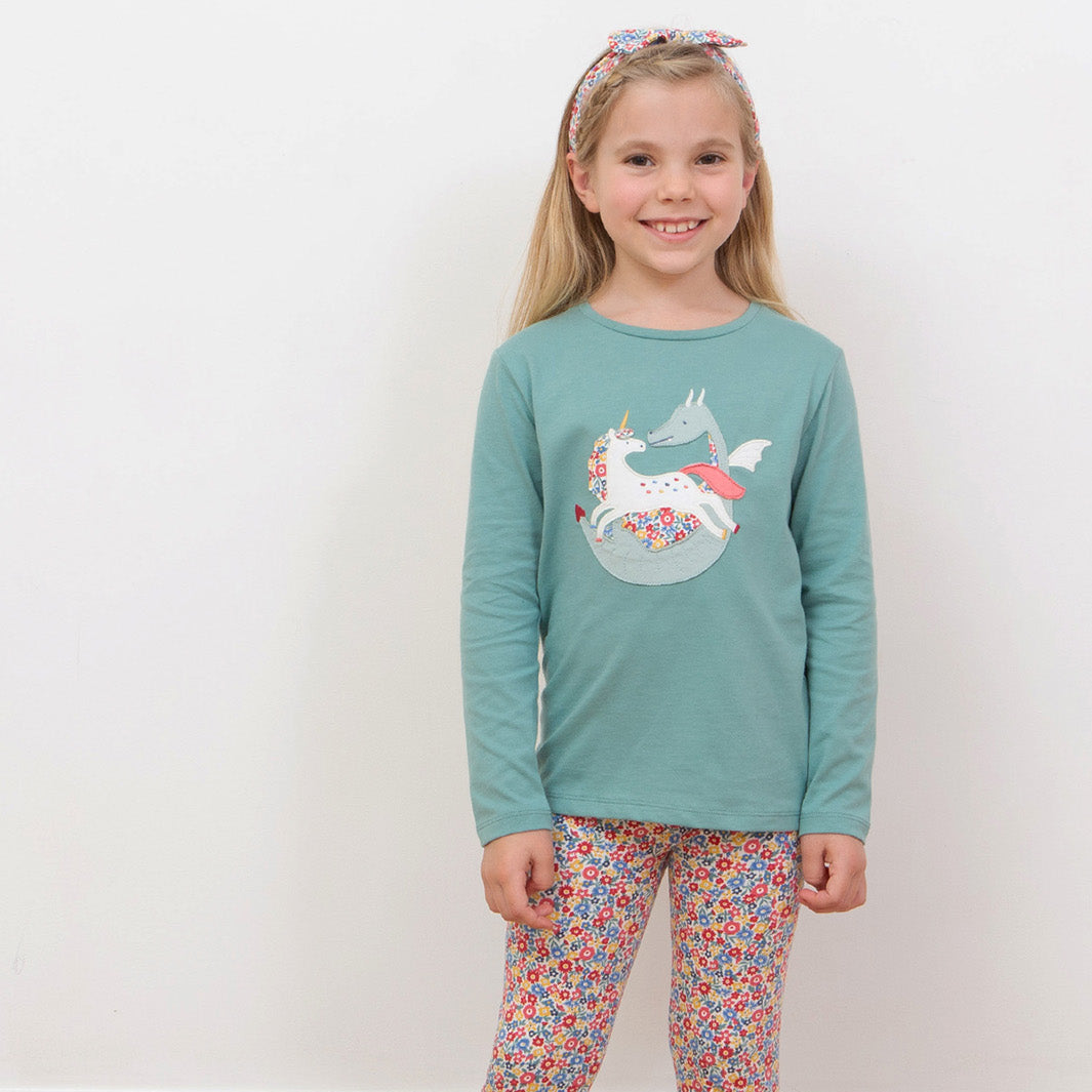 Kite Clothing Organic Girls' Long Sleeved T-Shirt- Folktale Friends Appliqué