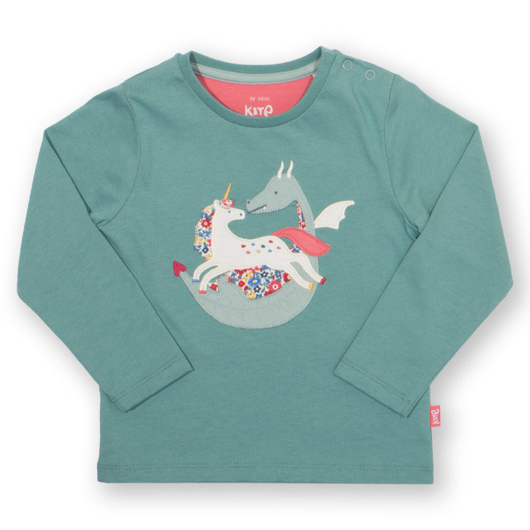 Kite Clothing Organic Girls' Long Sleeved T-Shirt- Folktale Friends Appliqué