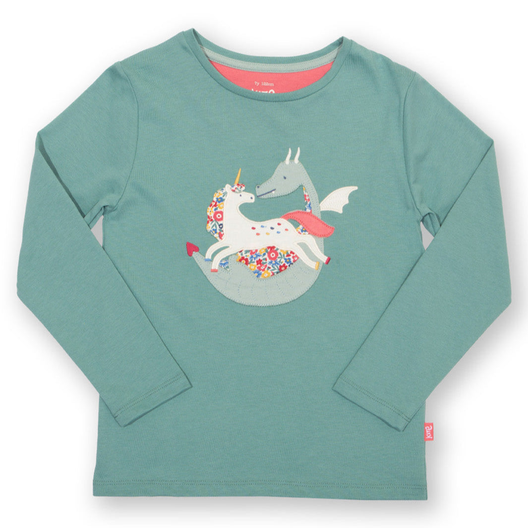 Kite Clothing Organic Girls' Long Sleeved T-Shirt- Folktale Friends Appliqué