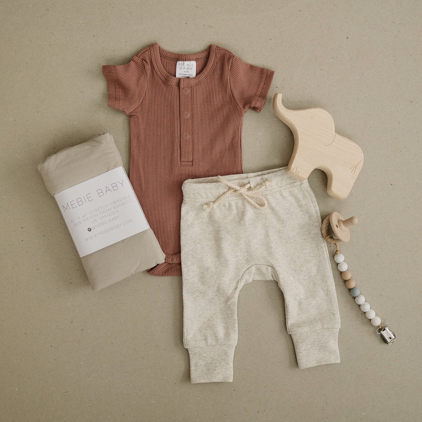 Dusty Rose Organic Cotton Ribbed Snap Bodysuit | Mebie Baby