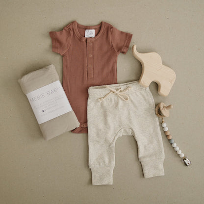 Dusty Rose Organic Cotton Ribbed Snap Bodysuit | Mebie Baby