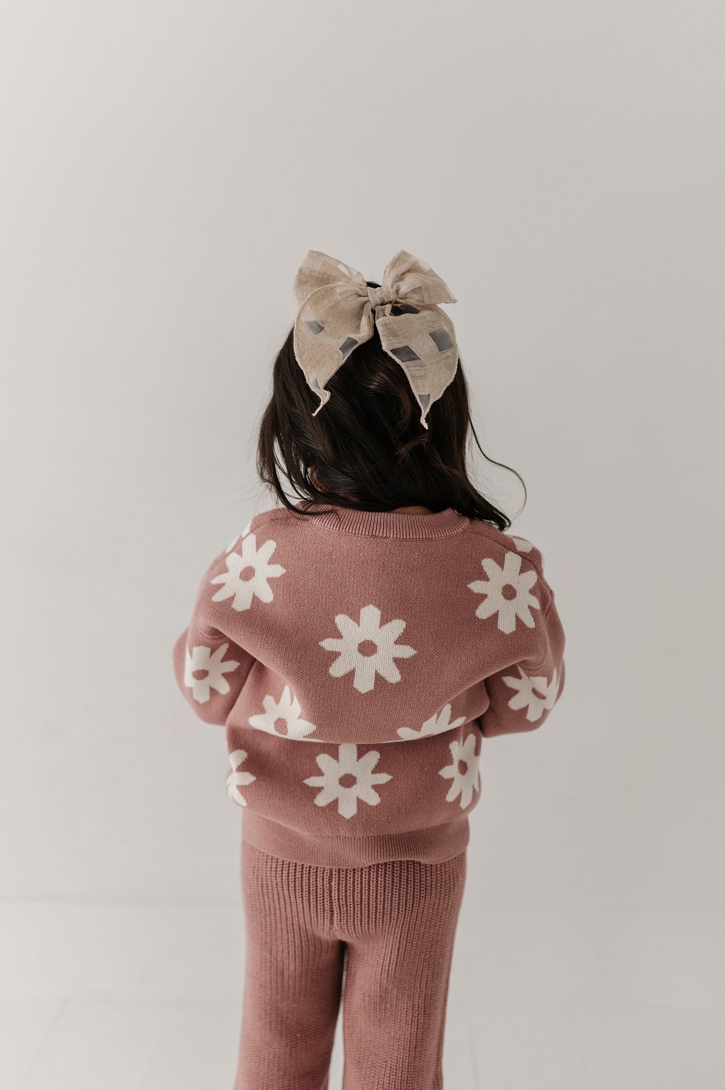 Cotton Knit Sweater - Rose Daisies