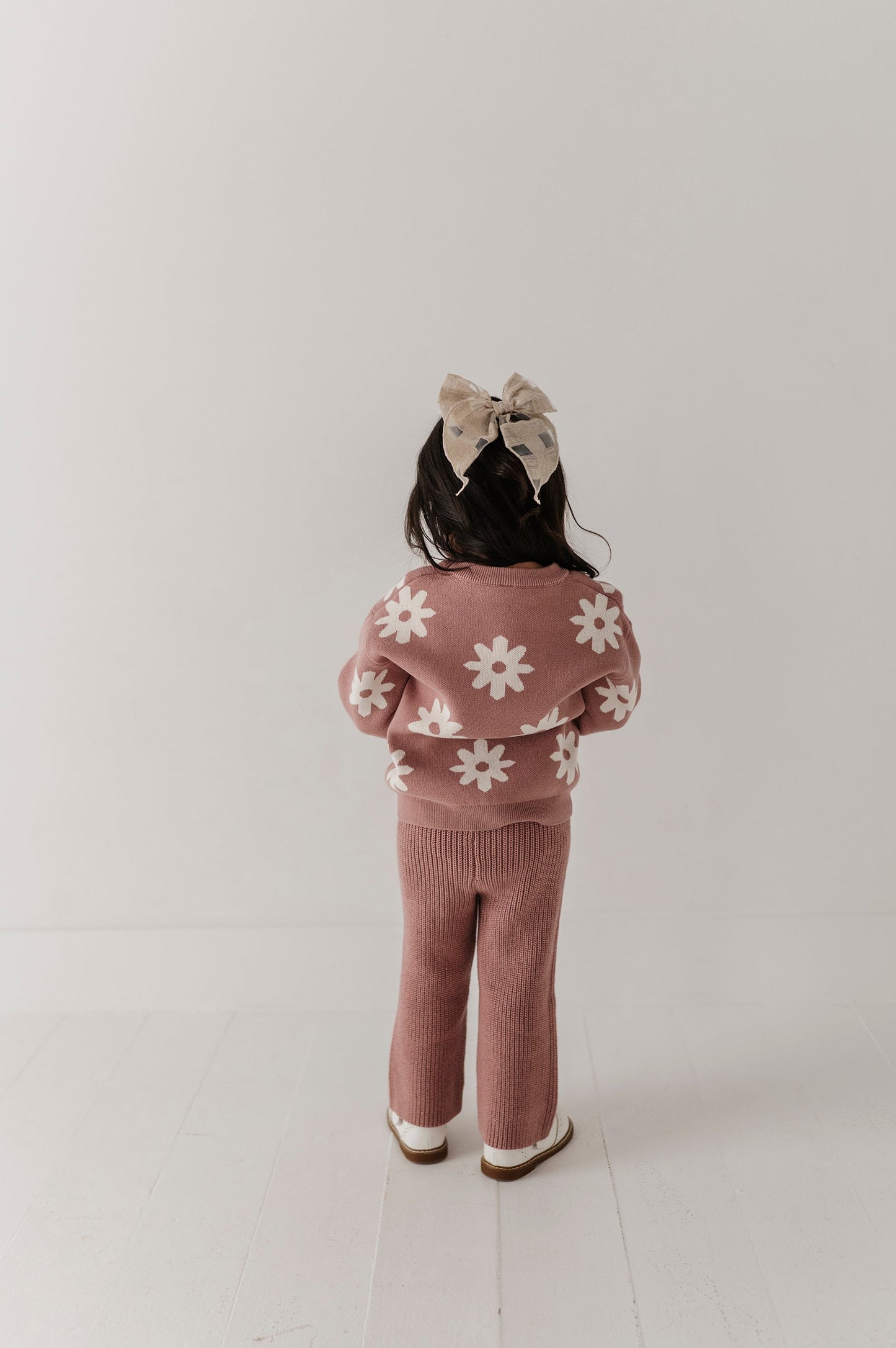 Cotton Knit Sweater - Rose Daisies