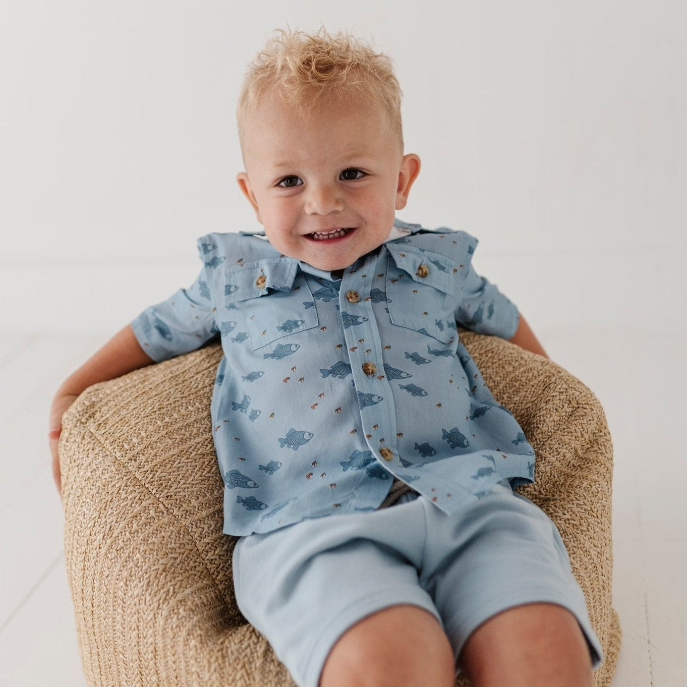 Boys Viscose Utility Shirt with Chest Pockets - Kids Button Up | babysprouts