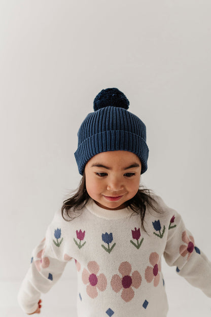 Cotton Knit Sweater - Tulip Intarsia